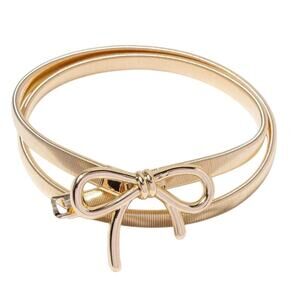 2/$30 Gold Tone Mesh Metal Belt Bow Stretch 26" NEW Thin